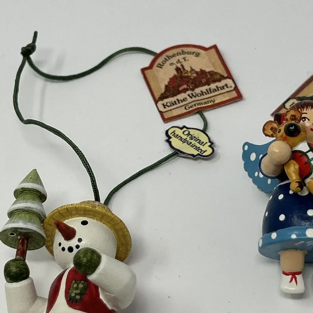 Kathe Wohlfahrt Rothenburg Germany Christmas Wood Ornaments Lot Of 3